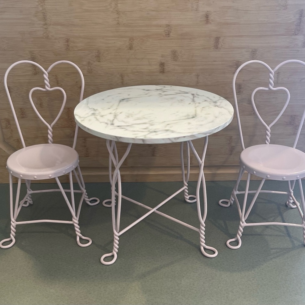 American girl sweet treats table and two chairs